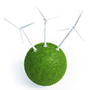 wind turbines on green globe
